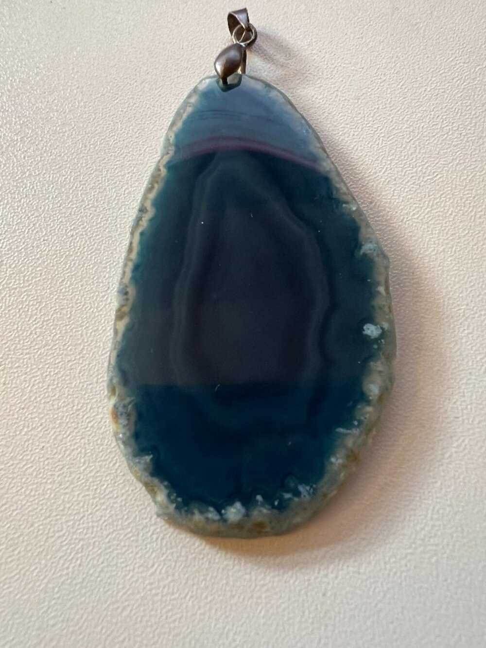 blue agate slice pendant